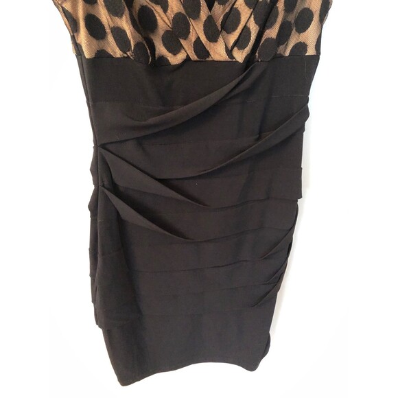 SAINT TROPEZ WEST Sz 8 BLACK PLEATED V NECK SLEEVELESS FORMAL PARTY DRESS - Picture 5 of 8